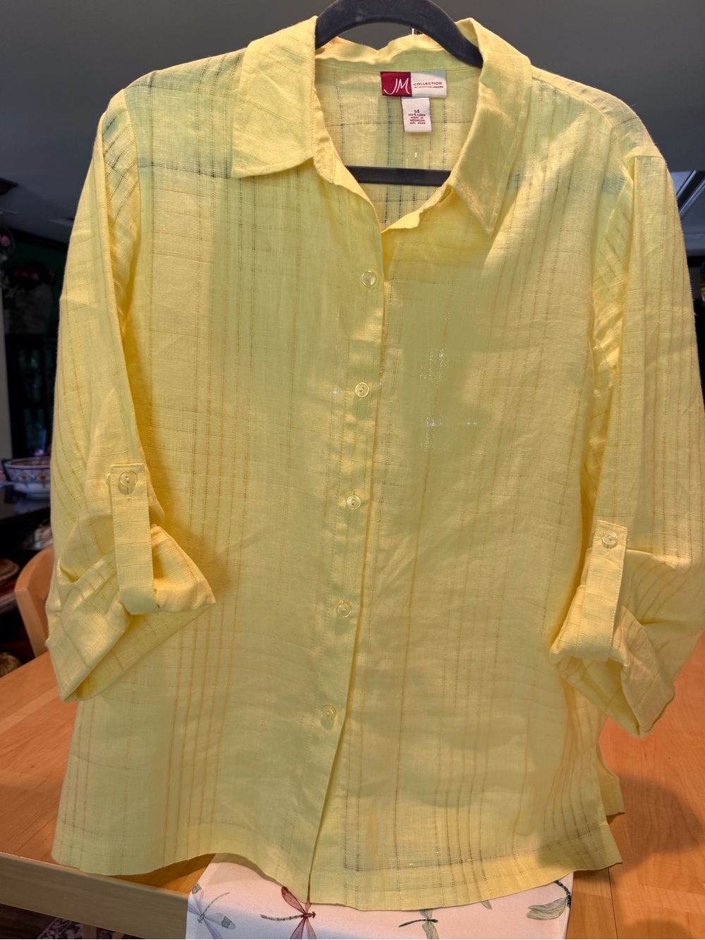 JM Collection Yellow Button-Front Blouse